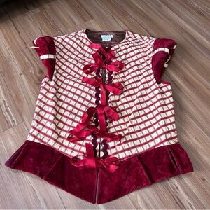 Renaissance Faire Doublet Theater Quality Red and Cream Checkered Tie Closure